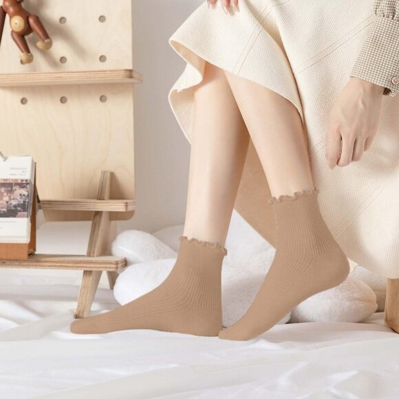 6 Pairs Women's Ruffle Socks Cute Ankle Socks Super Soft Breathable Cool Frilly - Picture 5 of 7